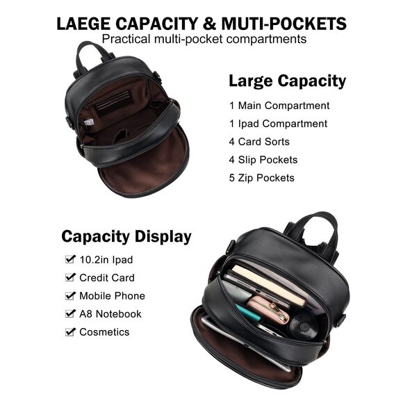 6401 Small Backpack Purse Designer PU Leather Roomly Mini Backpacks Multi main image 5
